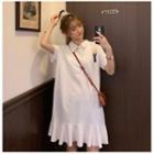 Short-sleeve Torch Print A-line Polo Dress