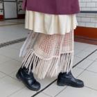 Fringed Crochet Maxi Pencil Skirt
