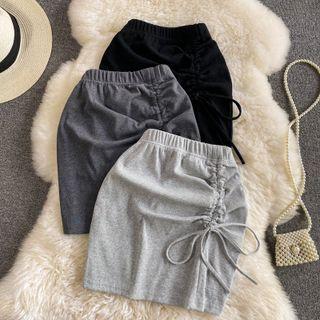 High Waist Drawstring Pencil Skirt