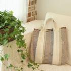 Color-block Tote Beige - One Size