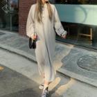 Plus Size Collared Button-trim Maxi Dress