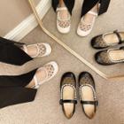 Beaded Mesh Panel Mary Jane Shoes