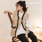 Fringed Flap Faux-pearl Boucl  Vest
