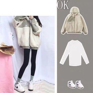 Hooded Zip Fleece Jacket / Long-sleeve T-shirt / Set