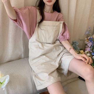 Puff-sleeve Top / Wide Leg Jumper Shorts