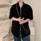 Short-sleeve Zip-front Shirt