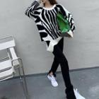 Cutout Zebra Print Sweater / Skinny Pants