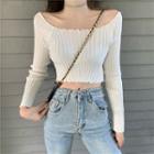 Lettuce Edge Long-sleeve Cropped Knit Top