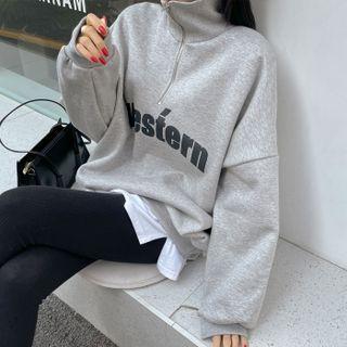 Letter Zipped Oversized Sweatshirt