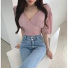 V-neck Open-back Cropped Top