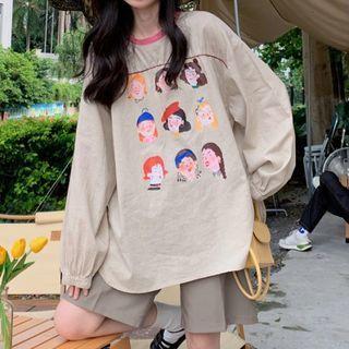 Cartoon Print Sweatshirt / Sweatshorts
