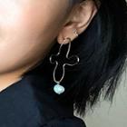 Wirework Flower Dangle Earring Light Blue Bean - Gold - One Size