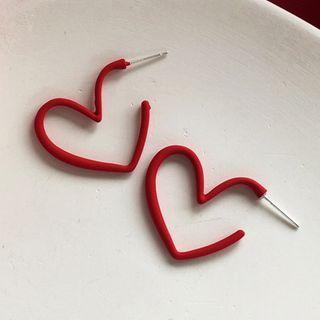 Alloy Heart Earring 1 Pair - S925silver Earrings - One Size