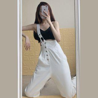 Suspender High-waist Straight-fit Jeans