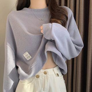 Plain Cropped Crewneck Sweatshirt