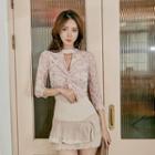 Cutout Knot-front Lace Top