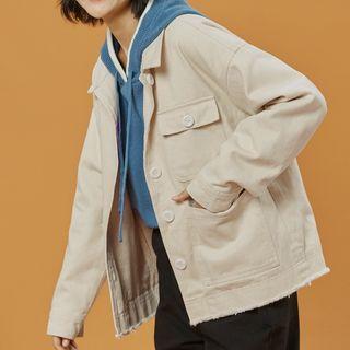 Fray-hem Buttoned Jacket