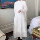 Long-sleeve A-line Maxi Dress White - One Size