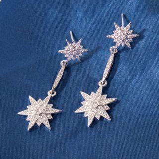 Sterling Silver Snowflake-drop Earrings