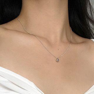 925 Sterling Silver Bead Necklace L212 - Bead - White Gold - One Size