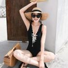 Lace-up Scallop Swimsuit
