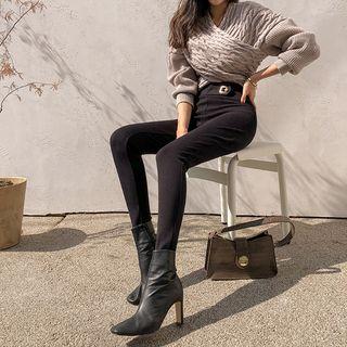 Belted Fleece-lined Jeggings