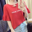 Flared Short-sleeve Lettering T-shirt