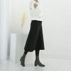 Elasticized-waist Midi Flare Skirt