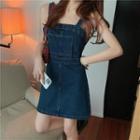 Wide Strap Denim A-line Dress