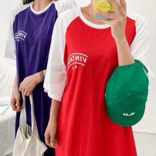 Reglan-sleeve Slit-side T-shirt Dress