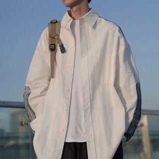 Paisley Print Panel Shirt / Plain Shirt