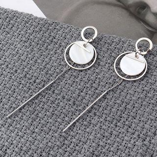 Acrylic Disc Alloy Bar Dangle Earring 139855 - Silver - One Size