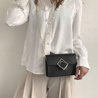 Faux Leather Square Accent Satchel