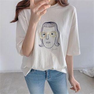 Sequined Trim Printed T-shirt