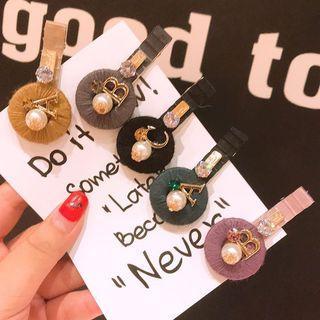 Faux Pearl Rhinestone & Alphabet Hair Clip