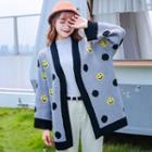 Dotted & Smiley Face Oversized Cardigan