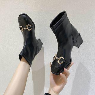 Horsebit Block Heel Short Boots