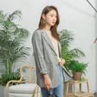 Single-breasted Tailored Plaid Blazer Gray - One Size