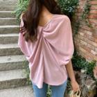 Batwing-sleeve Knotted-back Top