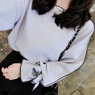 Long-sleeved Tie-cuff Blouse