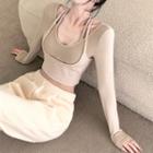 Mock-two Piece Cropped Top / Wide-leg Pants