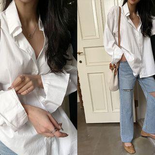 Dip-back Basic Shirt White - One Size