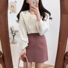 Ruffle Blouse / A-line Skirt / Set