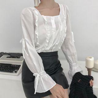 Square Neck Frill Trim Blouse