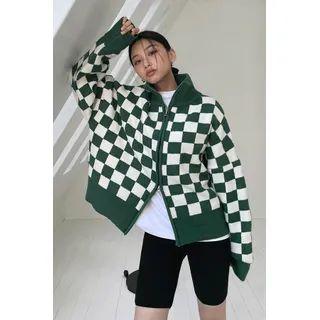 Couple Checkered Zip-up Jacket