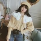 Eyelet Lace Collar Cable-knit Cardigan