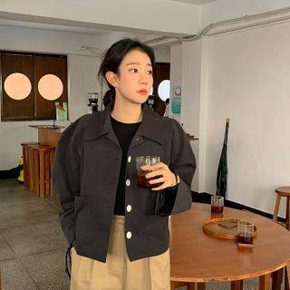 Puff-shoulder Button-up Jacket
