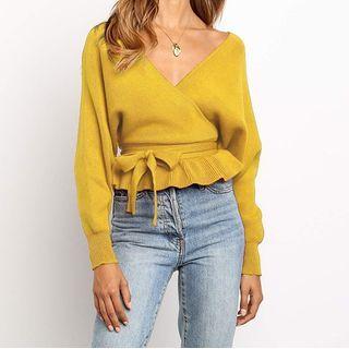Tie-waist Peplum Sweater