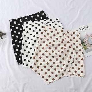 Asymmetric Dotted Mini Skirt