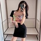 Sequined Short-sleeve Mini T-shirt Dress